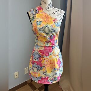 NBD x the haven twins one shoulder mini floral dress